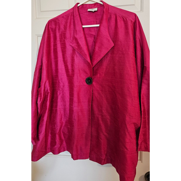 NWOT Sz L (Runs Large) Raw Silk Blazer Oversized and Unlined by Kathleen Somers - Picture 1 of 4